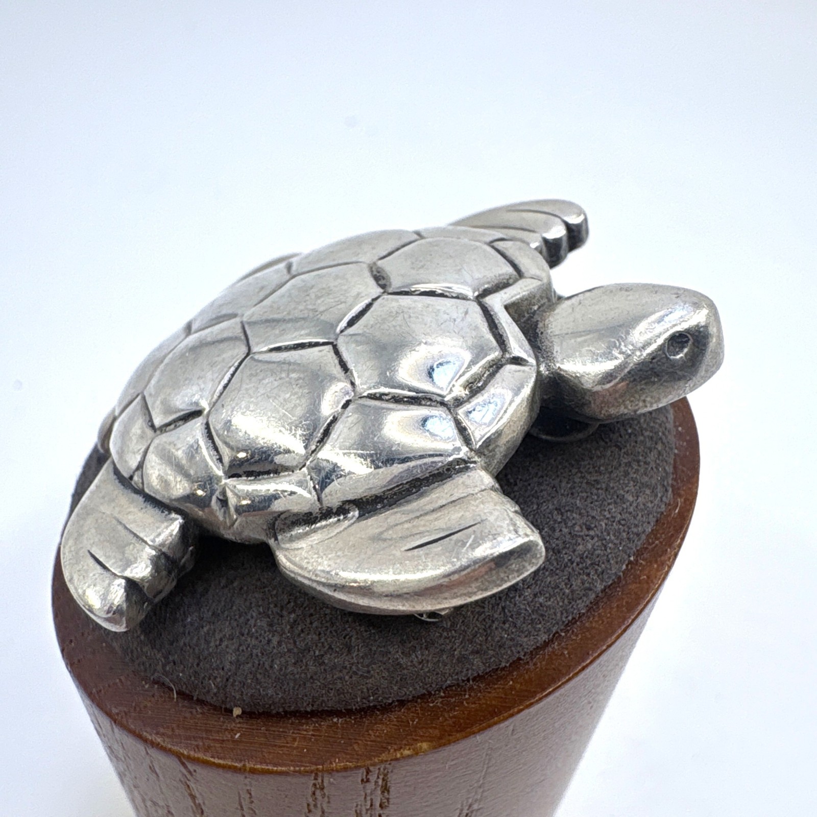 VTG Solid Sterling Silver 925 Turtle Design Brooc… - image 3