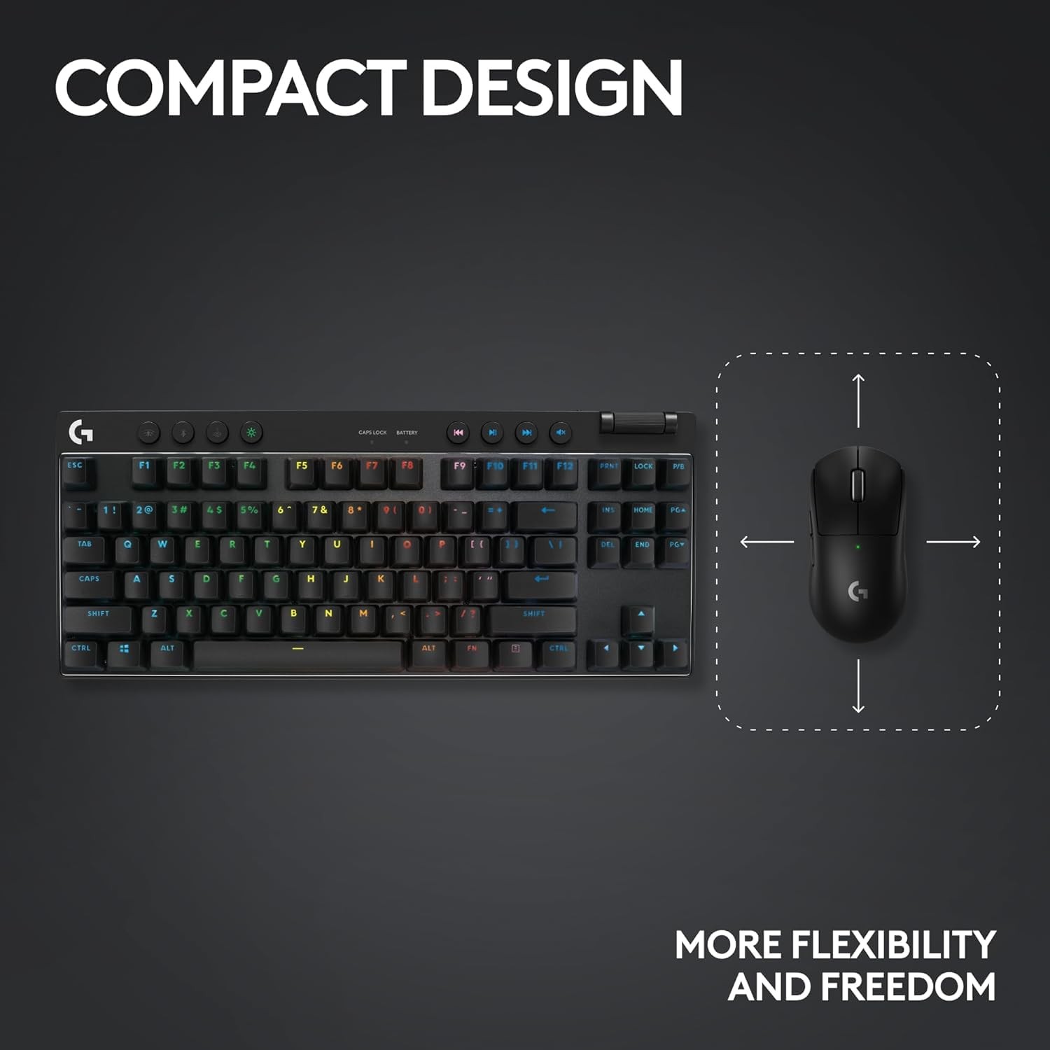 Teclado gaming G PRO X TKL LIGHTSPEED negro 2,4 GHz/BT táctil 920-012127, imagen 7