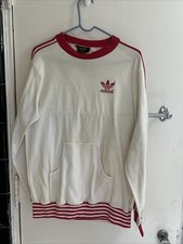 Vintage 80s Adidas Sweatshirt Size M Crewneck Pull Over Trefoil Polyester