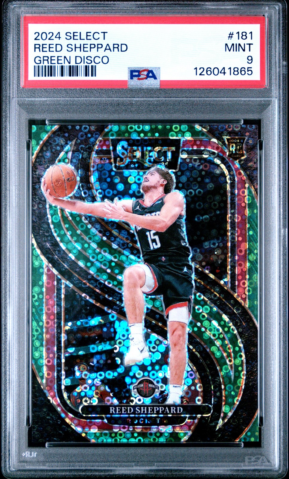 2024 PANINI SELECT GREEN DISCO #181 REED SHEPPARD 2/5 PSA 9