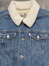 Kids Sherpa Collar Denim Jacket Trucker Western Chore Levi  s Silver Tab 10-12