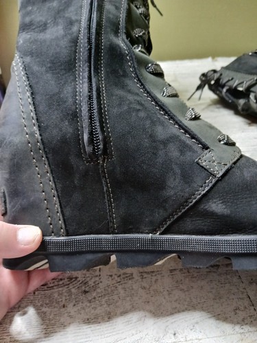 Sorel Joan Of Artic Wedge Tall Lace Up Charcoal Suede Black Boots Size 9.5 - Picture 21 of 24