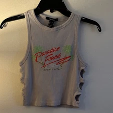 Forever 21 Paradise Found Ribbed Crop Top - Light Gray