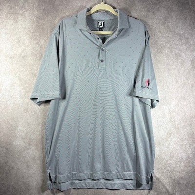FootJoy Polo Shirt Mens XL Gray Athletic Fit Valley Hill CC Micro Print Stretch