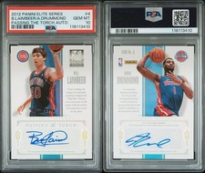 BILL LAIMBEER DRUMMOND 2012 ELITE PASSING TORCH DUAL AUTO /25 PSA GEM 10 POP 1