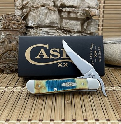 【希少6剣/ケース付】JOSSプレイキュー E02902 貝インレイ19.3oz Case XX USA Hand Fired Sawcut Caribbean Blue Bone Russlock Pocket