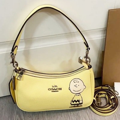 COACH x PEANUTS Teri Shoulder Bag Charlie Brown Yellow CBJ83