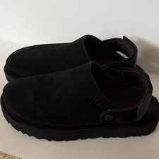 UGG Tasman Women's Black Suede Clog Slipper, Rubber Sole, US 8 Slip-On