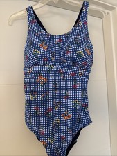 NWT Lands End One Piece Swimsuit Botanical Gingham Check Blue-6