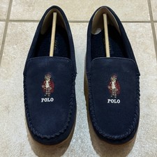 Polo RALPH LAUREN Slippers Mens 9D Brenan Bear Faux Suede Sherpa Moccasin BOX