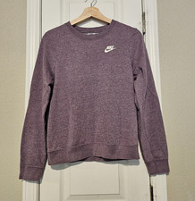 Nike Purple Crew Neck Fleece Pullover Sweatshirt Logo Accent Women's XS