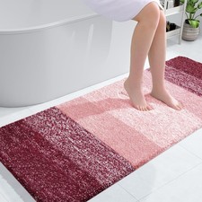 OLANLY Large Bathroom Rugs Mat 54x24, Extra Soft Absorbent 54" X 24", Red