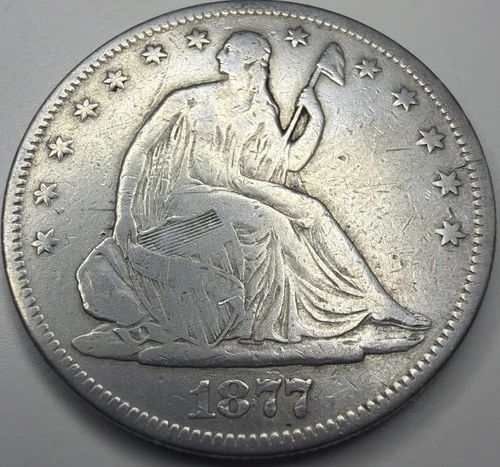 1877-Seated Liberty Half Dollar, Silver 50c A91