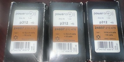 Powerone Hearing Aid P312 Batteries Lot of 2 Boxes + 156 Batteries EXP 2022