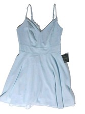 Lulu's Womens size Medium M Dress  shoulder minidress Waist 29 Side Sipper. Blue