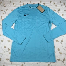 Nike Dri-Fit Long Sleeve Futbol/Soccer Referee Jersey Mens L Teal Blue Slim Fit