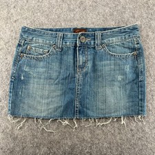 Vintage Aeropostale Mini Skirt Raw Hem Blue Denim Distressed Size 5/6 Y2K