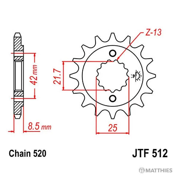 Ritzel Teilung 520 ZäHne 13 Ritzel Vorne JTF512.13-image