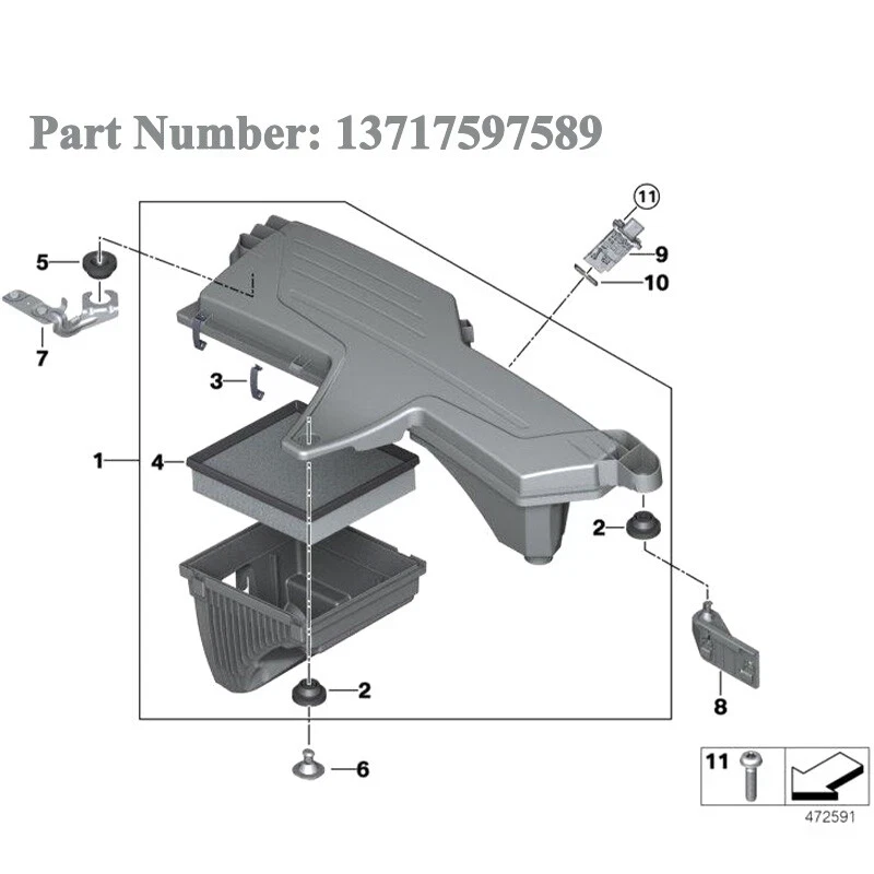 13717597589 Fits BMW 228i 320i 328i 428i Air Cleaner Intake Filter Box Housing Foto 2 de 4