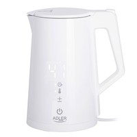 Adler Wasserkocher Edelstahl Temperatureinstellung 2200Wt 1,7L Weiß Ad1345W