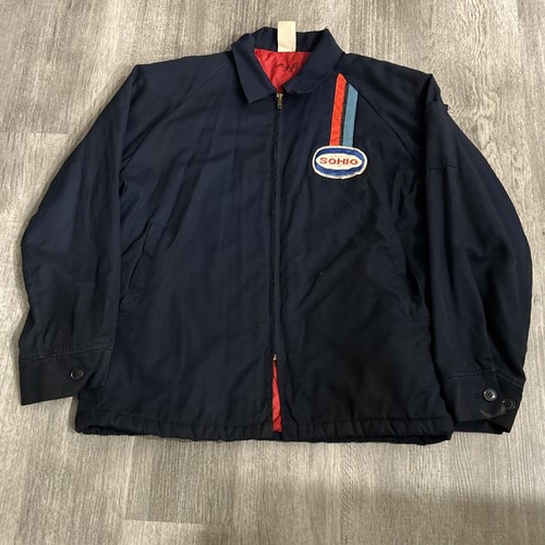 VTG 80s/90s Sohio Full Zip Work Wear Jacket - Mens Size Large L