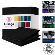 Customizable 12-Pack Acoustic Panels for Superior Noise Reduction - Deep Black