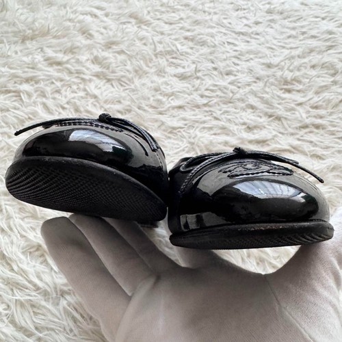 Chanel Coco Mark Pumps Black Leather with Ribbon Woman's 37 / 24cm - Picture 3 of 14