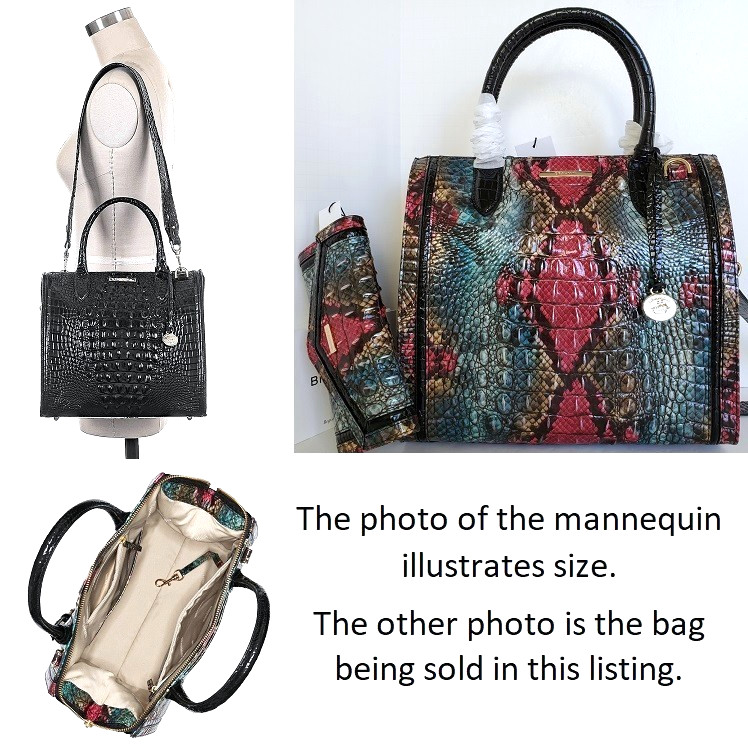 🌹Brahmin Caroline Satchel Komodo Sunriver Leather Carryall+ Tri-fold Wallet NWT