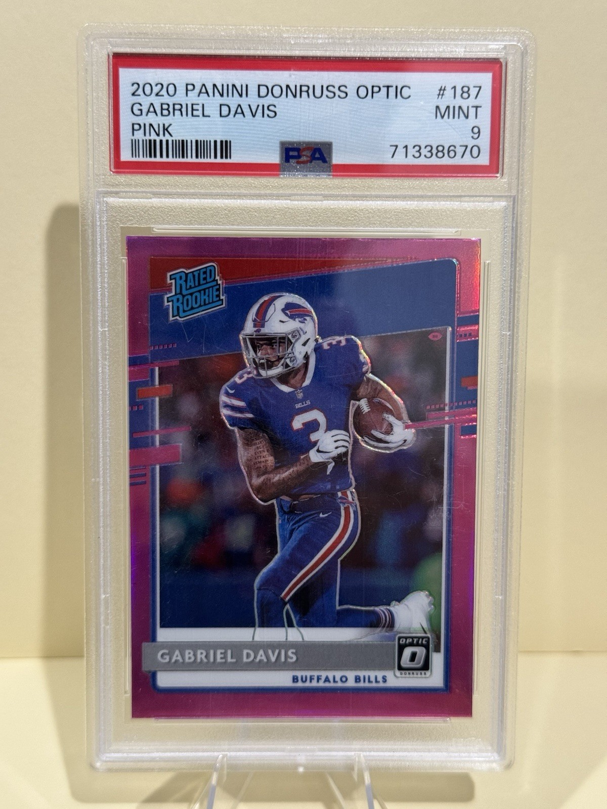 2020 Panini Donruss Optic Gabriel Davis Rookie RC Pink Prizm #187 Bills PSA 8