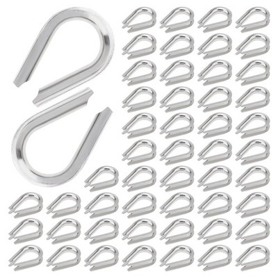 50Pcs M5 Wire Rope Thimbles 3/16'' Stainless Steel Thimble for Diameter Cable 