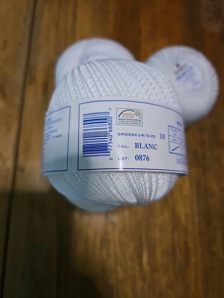 DMC Babylo 3ply Crochet Thread - Blanc - Size 10 - 4 x 100g Balls (400g) - Image 4 of 4