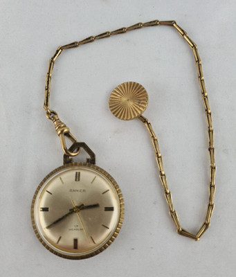 Alte Taschenuhr mit Uhrenkette Anker Incabloc -für Bastler