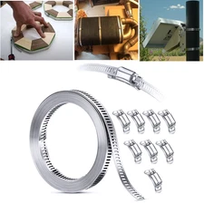 304 Stainless Steel Hose Clamp Assortment Kit DIY Cut-To-Fit 12 FT Metal Strap+