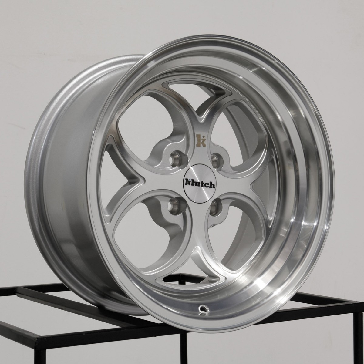 One 16x8 Klutch SL2 4x100 15 Silver Machined Lip Wheel Rim 73.1