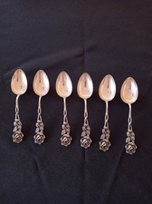 6 KAFFEELÖFFEL - SILBER 835 GEPUNZT - HILDESHEIMER ROSE - TOP