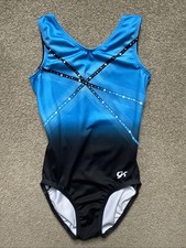 Girls Gk Size AXS Blue  Black Gymnastics Leotard