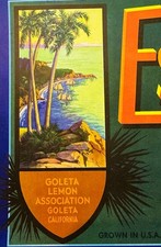 1950s Estero Lemons Crate Label Santa Barbara...