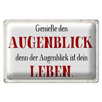 Blechschild Spruch 30X20Cm GenießE Den Augenblick Leben