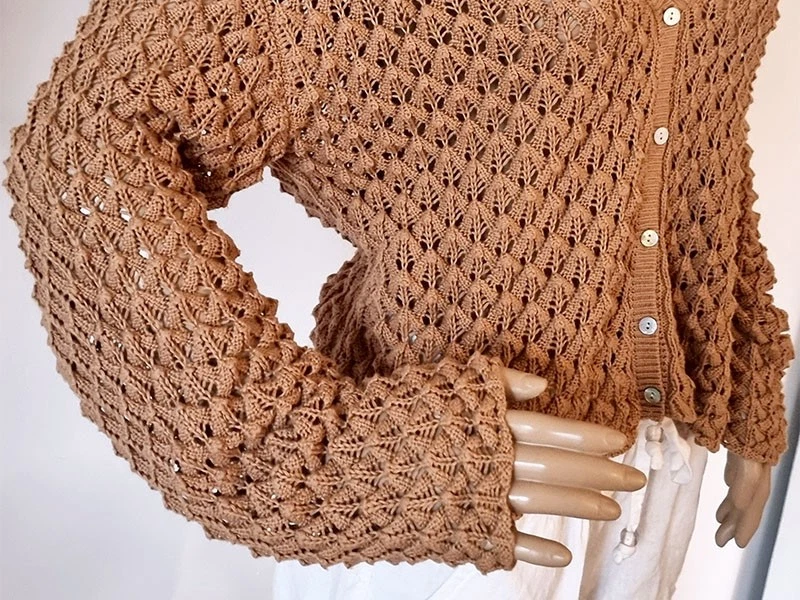 sweewe lässige Strickjacke S M 36 38 Camel Grobstrick Natur Braun - Bild 4 von 4