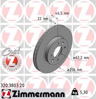 2X Zimmermann Bremsscheibe Coat Z 320.3803.20 FüR Accent RIO Active Hyundai KIA