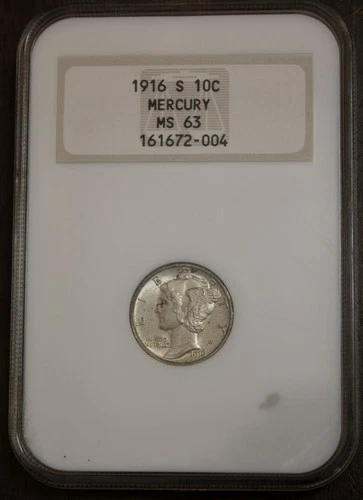 1916 S Mercury Dime MS 63 Soap Box NGC  Graded Coin     Lot  4762