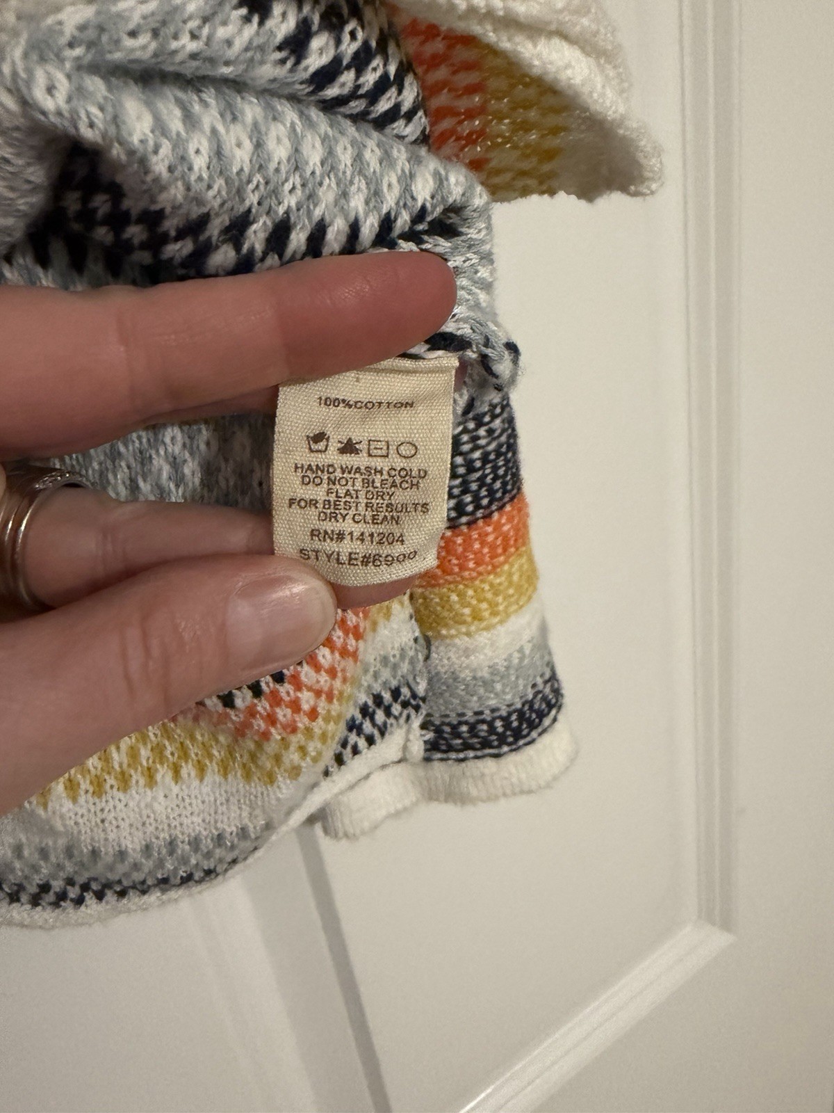 Hem and Thread Pullover Multi Striped Sweater Lar… - image 4