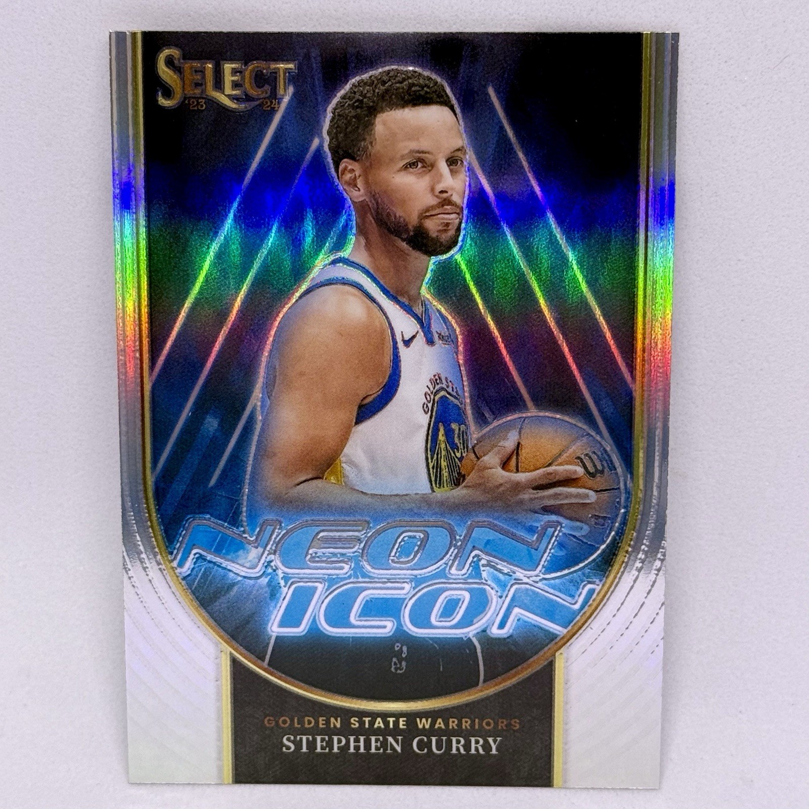 2023-24 Panini Select - Stephen Curry Silver Prizm Neon Icons #4 Warriors SP