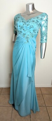 NWT Montage by Mon Cheri Dark Aqua Formal Bridal Dress Sz 6