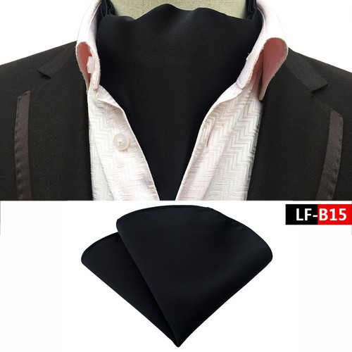 New Classic Men's Ascot Cravat Tie Silk Paisley Blue Scarves Cravat Hanky Set - Afbeelding 32 van 45