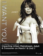 JANET JACKSON Vintage 2004 I want PROMO TRADE AD Poster for Janet CD 8.5x11 MINT