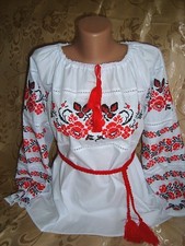 Ukrainian Embroidered women's Shirts Blouse Embroidery Rose with snowball