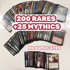 225 Magic MTG Rare & Mythic Lot No Duplicates Unplayed/NM (200 Rare 25 Mythic)