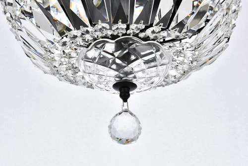 Black with Silver Crystal Flush Mount 4 Light Fixture Dining Room Lighting 12" - Picture 5 of 8