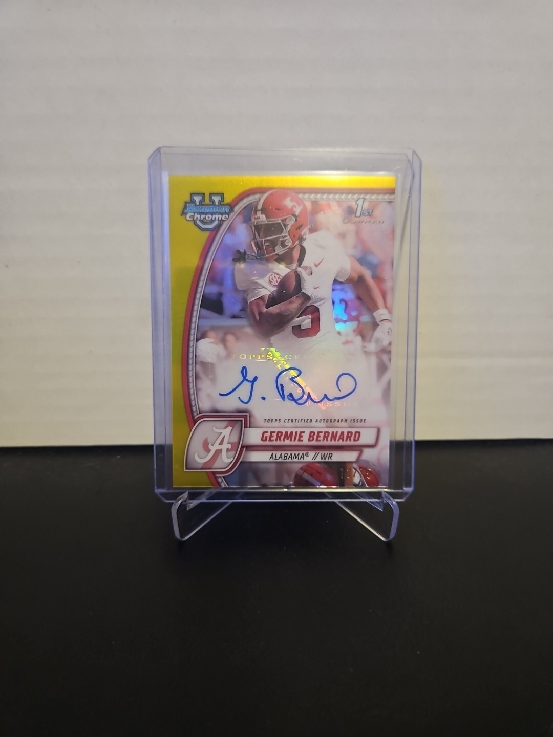 2024 Topps Bowman U Germie Bernard Yellow Chrome Autograph /75